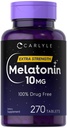 Carlyle Melatonin 10mg | 270 Tabletten | mit L-Theanin | Vegetarische, nicht gentechnisch veränderte, glutenfreie Ergänzung