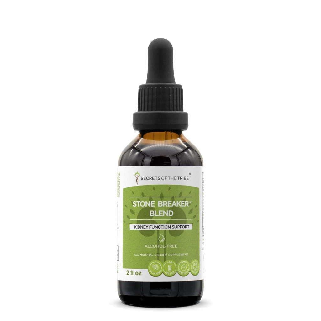 Secrets of the Tribe Stone Breaker Mix Extrait sans alcool, Stonebreaker, Burdock, Yucca, Goldenrod, Horsetail, Tribulus. Teinture de glycérite, soutien de la fonction rénale (2 fl oz)