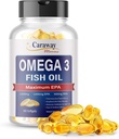 Omega 3 Huile de poisson 2000mg- Classe pharmaceutique. 1000mg EPA 500mg DHA. Capsules sans Burpless sans arrière-goût de poisson. Tous naturels, biologiques, non OGM, sans gluten pour les hommes et les femmes.