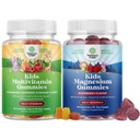 Bundle of Kids Multivitamin Gummies for Immunity Support with Vitamines A C D3 E B and Zinc and Kids Magnésium Gummies - Calme Mag Relaxing Citrate with Raspberry Flavor for Nerve & Heart Health