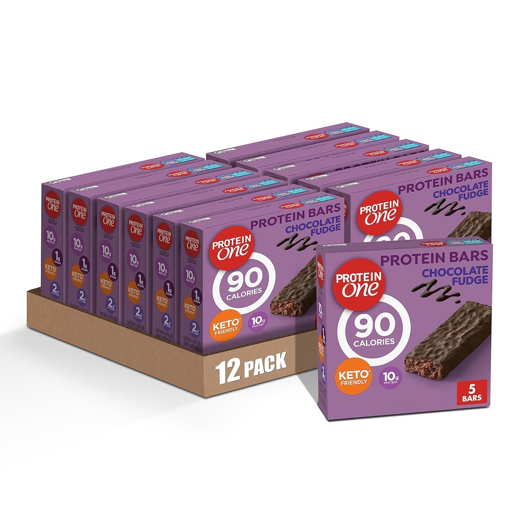 Protein One 90 Calorie Protein Bars, Chocolate Fudge, Keto Friendly, 5 Ct, 4.8 oz (Pack von 12)
