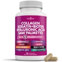 NEU AGE Collagen Pillen Biotin Keratin Saw Palmetto Hyaluronsäure - Haar Haut und Nägel Vitamine und DHT Blocker mit Vitamin E Folsäure Kürbis Seed MSM- 90 Count