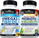 Triple force Oméga 3 huile de poisson softgels (2 mois d'approvisionnement) Plus 40 milliards UFC Supplément probiotique quotidien (2 mois d'approvisionnement)