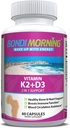 Vitamin K2 + D3 Nahrungsergänzungsmittel für Knochen und Herz - Hohe Potenz 5000IU Vitamin D3 & 100mg Vitamin K2 (MK7) Kapseln für optimale Calciumabsorption - 60 Vegan Kapseln
