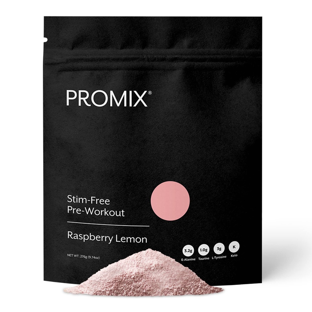 ProMix Nutrition Poudre de pré-entraînement sans stimulant, citron framboise - 274g - Maximiser la concentration, l'énergie et la performance - Vitamine B12, Taurine, Beta-Alanine et L-Tyrosine - 30 portions (paquet de 1)