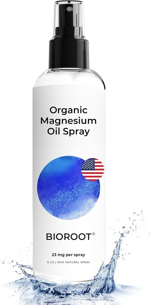 Organisches Magnesiumspray - 8oz (Single) - 100% reines Magesiumöl, schnelles Absorbens, Magnesium Spray für Füße & Körper, USP Grade
