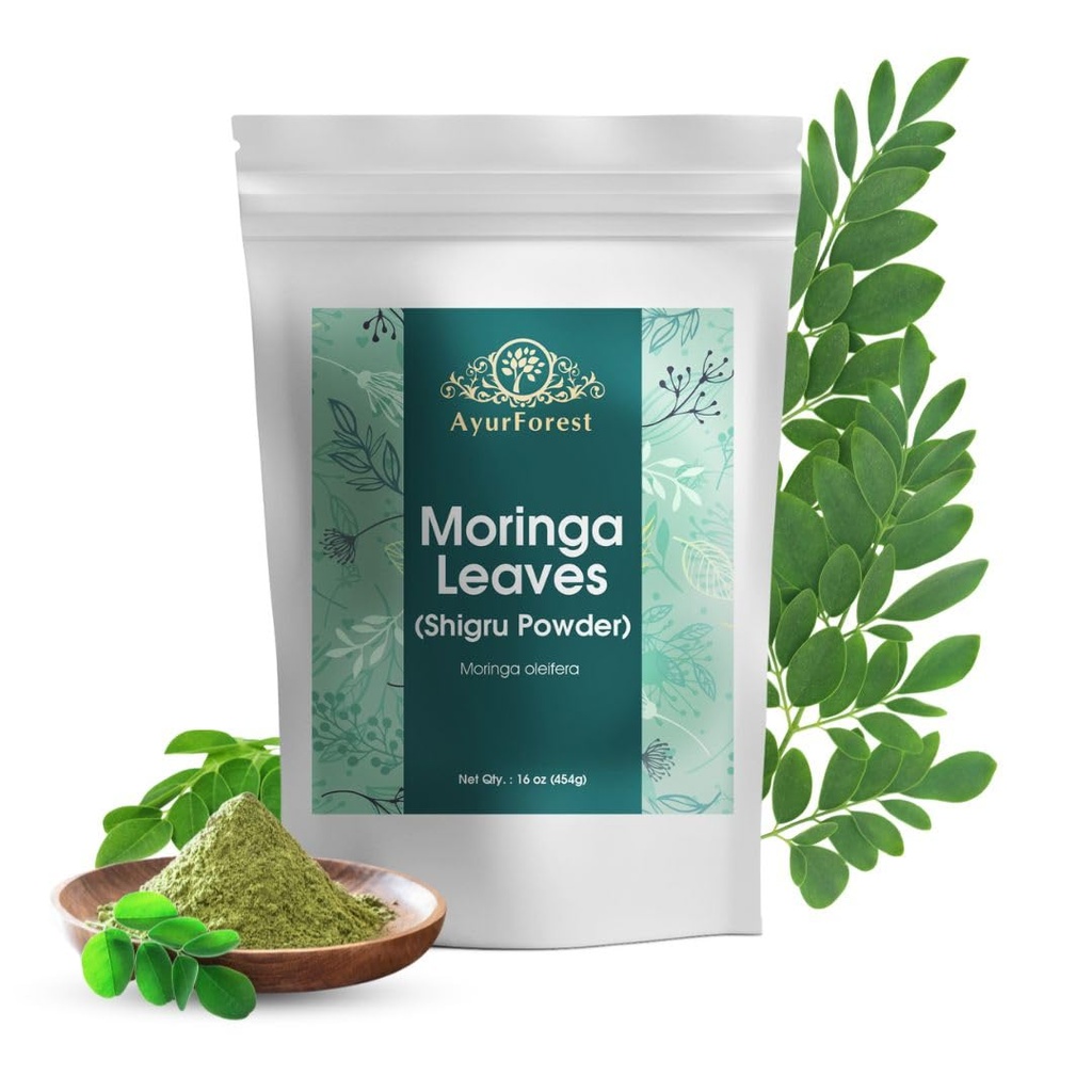 Moringa feuilles poudre oléifère feuille Shigru Great en boissons et smoothies 16 Ounce