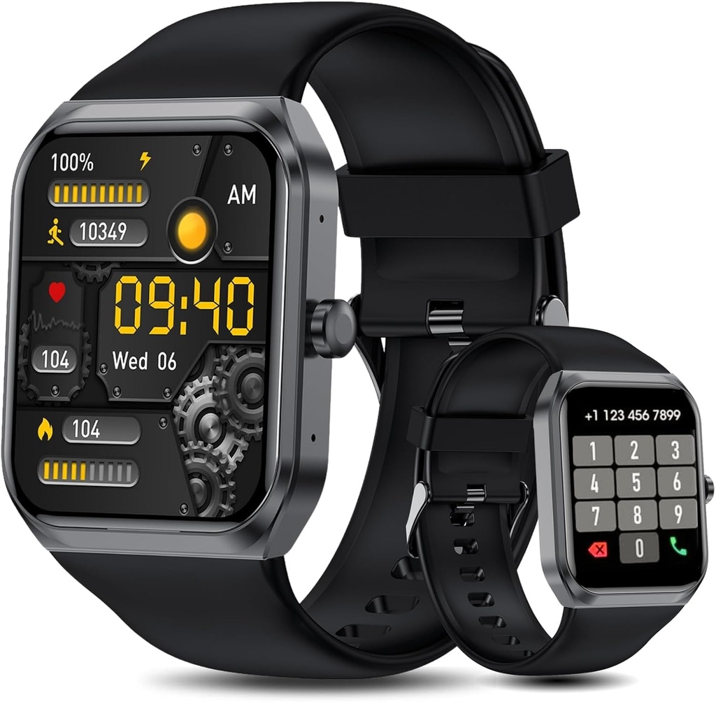 Montres intelligentes pour hommes femmes (Réponse faire appel), 1.95" Fitness Watch avec Blood Oxygen Heart Rate Sleep Monitor, 100+ Sports IP68 Waterproof Fitness Watch pour Android iOS téléphones