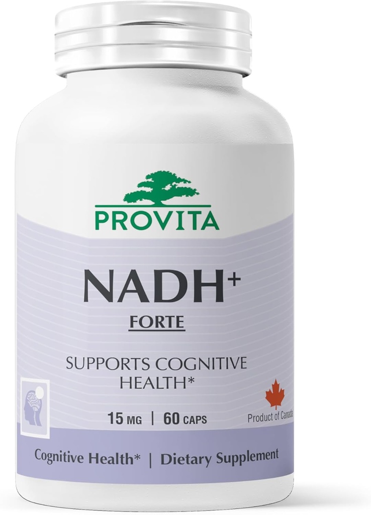 PROVITA NADH+ Forte | Cognitive Support Supplement with NADH, Coenzyme Q10 & Chlorophyll | Energy Support, Focus, Mental Clarity & Brain Health | Vegan Capsules | High Absorption Cellular Formula