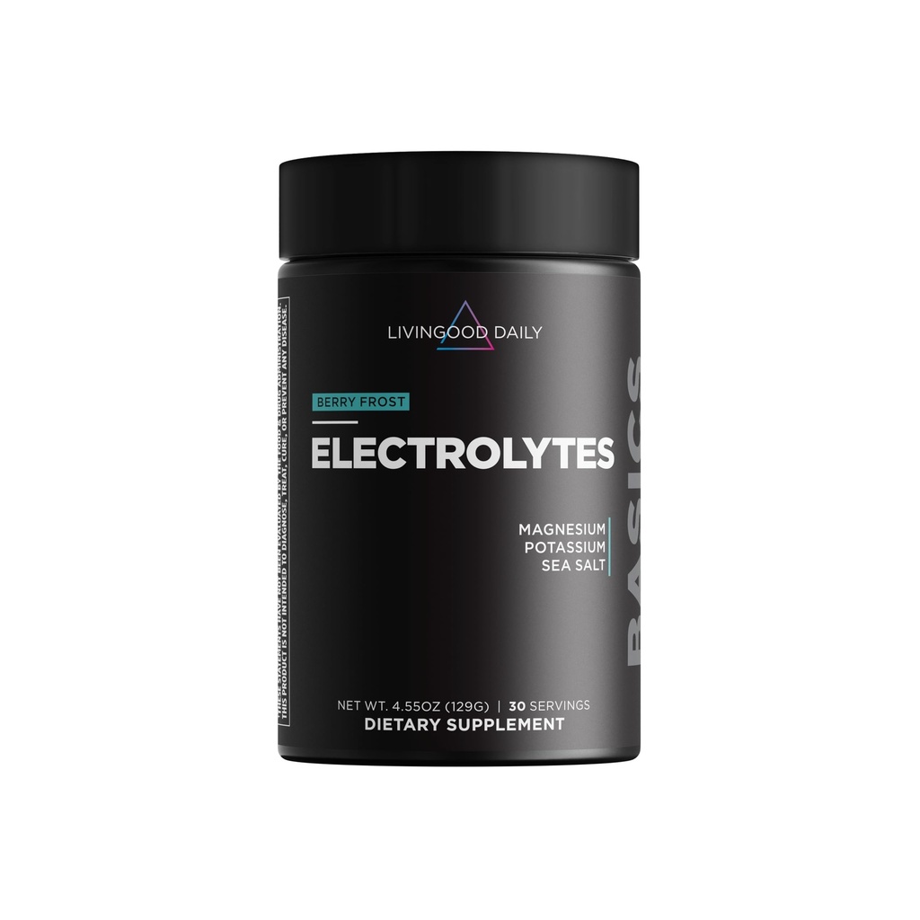 Livingood quotidien électrolytes poudre, électrolytes boisson d'hydratation mélange avec la vitamine C, Magnésium, Taurine et sel de mer, supplément d'électrolyte pour l'énergie et l'hydratation, Keto, Berry Frost Flavor, 30 Srvgs