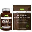 High Absorption Omega-3 Wild Fish Oil 1360mg & Advanced Hydrolyzed Collagen Peptides Bundle, 1000mg EPA & DHA mit Astaxanthin & 100% Gras Fed Bovine Collagen Protein Powder, von Igennus