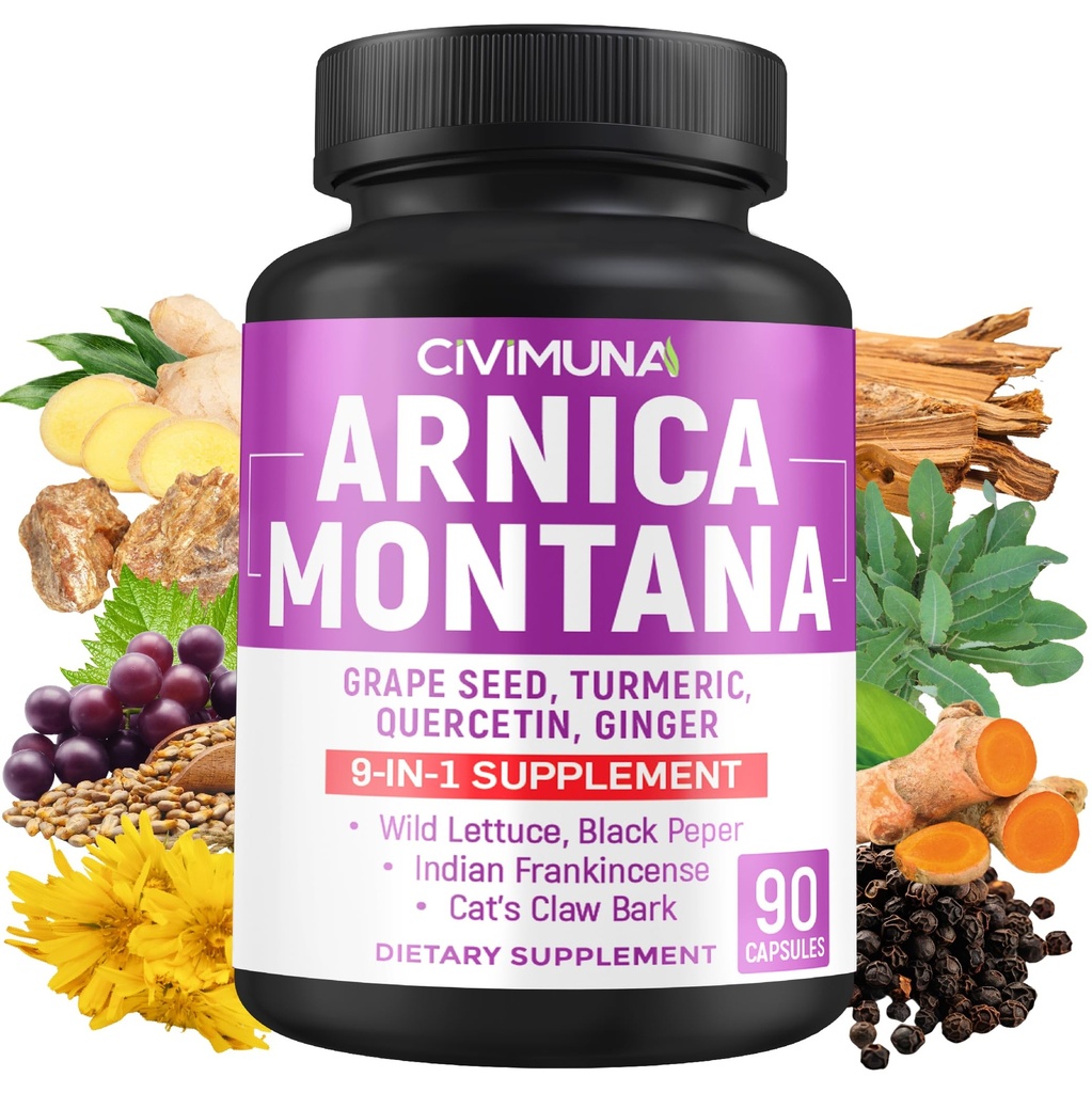 Arnica Kapseln mit Arnica, Grape Seed, Turmeric und mehr - 90 Kapseln für 3 Monate Versorgung