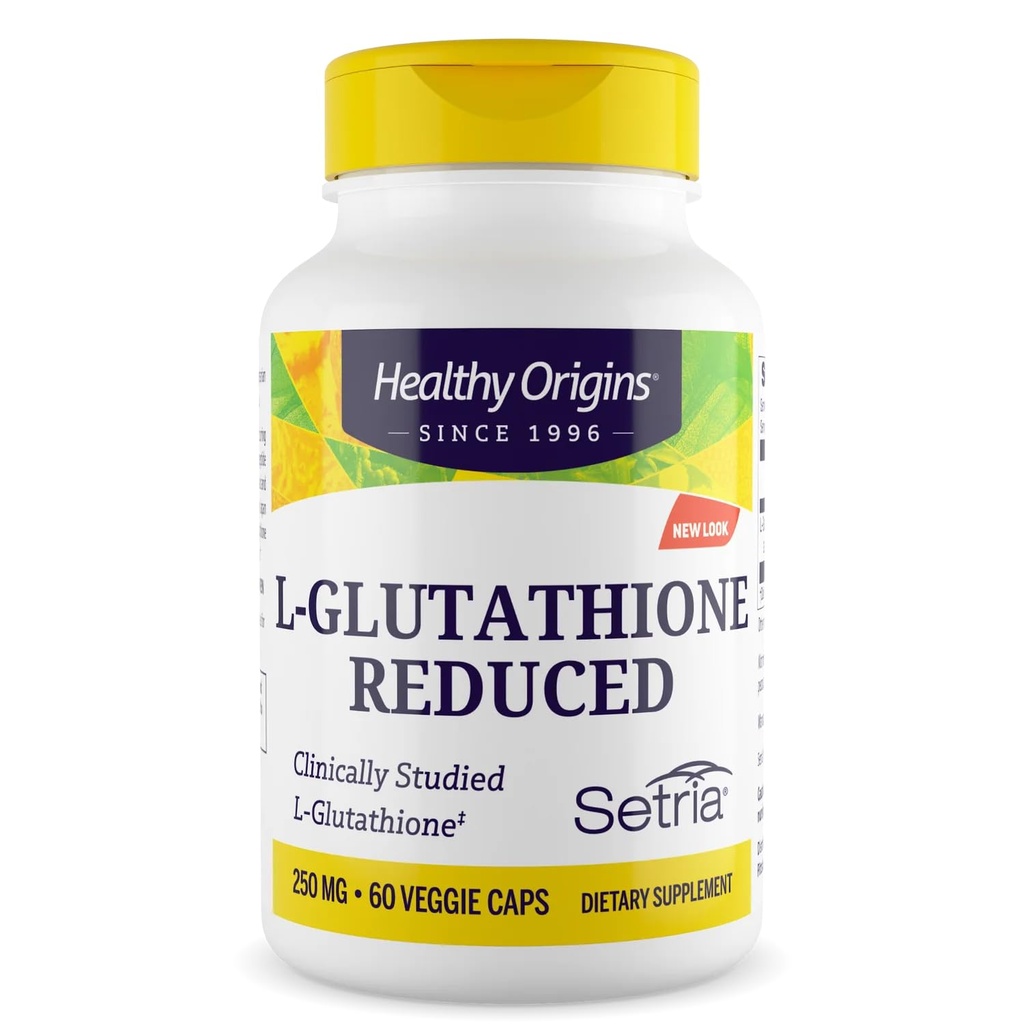 Gesunde Herkunft L-Glutathione 250 mg (Setria, Non-GMO, Glutenfrei, Antioxidans, Immununterstützung, Hautunterstützung), 60 Veggie Caps