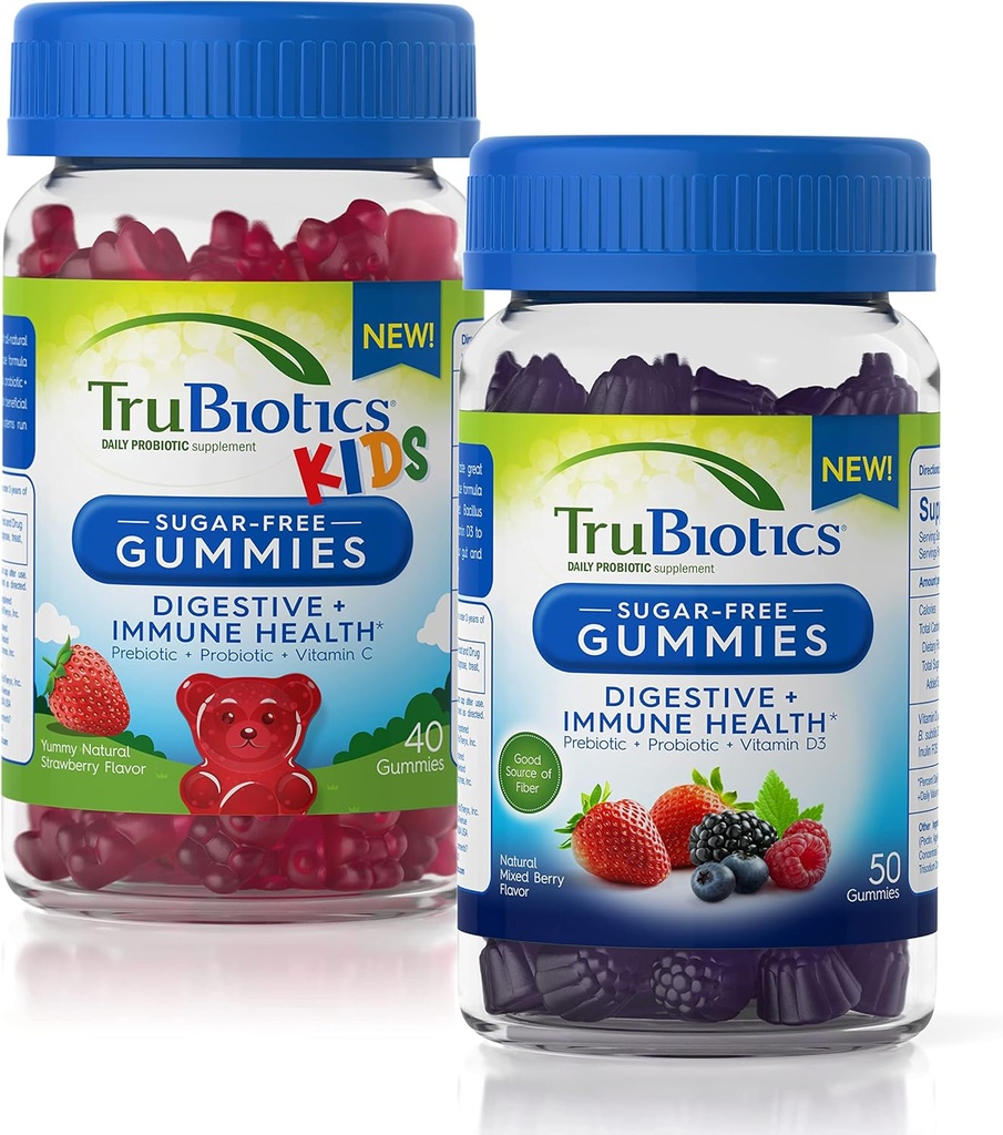TruBiotiques Gommies sans sucre pour la santé des adultes et des enfants