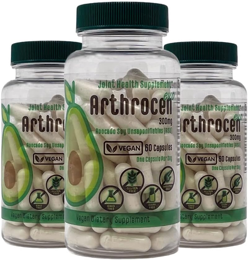 EVO Vegan supplément de santé mixte, 300Mg avocat Soy Unsaponifiable, 60 jours d'approvisionnement, une gélule par jour (6 mois)