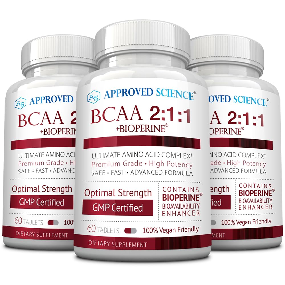 Zulassung Science BCAA Supplement - 180 Tabletten - 2400mg - Steigerung der Leistung und Verbesserung der Muskelentwicklung - L-Leucine, L-Isoleucine, L-Valine - Made in USA, Non-GMO