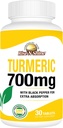 Rise-N-Shine 700 mg Turmeric Curcumin mit schwarzem Pfeffer - Kräuterergänzungen für Haut und Gelenkunterstützung - 30-tägige Versorgung