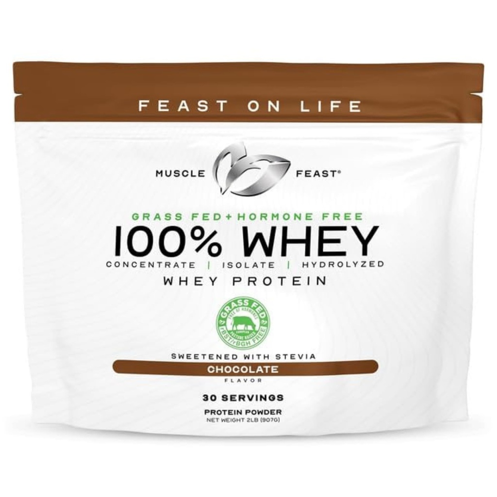 Muscle Feast 100% Gras Fed Whey Protein Powder, All Natural Hormon Free Paure Raised Whey Protein Powder for Women & Men- Whey Concentrate, Isolate & Hydrolyzed Protein Powder Blend - Schokolade, 2lb