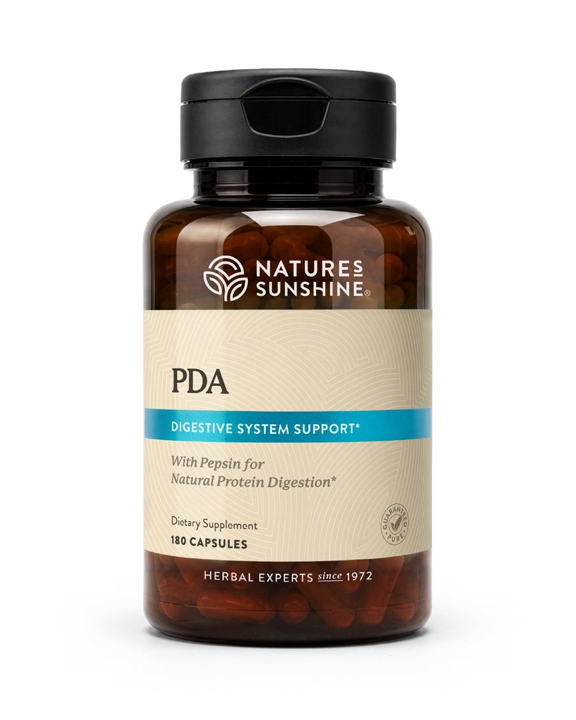 Nature's Sunshine PDA-Kombination, 180 Kapseln | Salzsäure und Pepsin-Ergänzung, die hilft, Proteine im Verdauungstrakt zu brechen