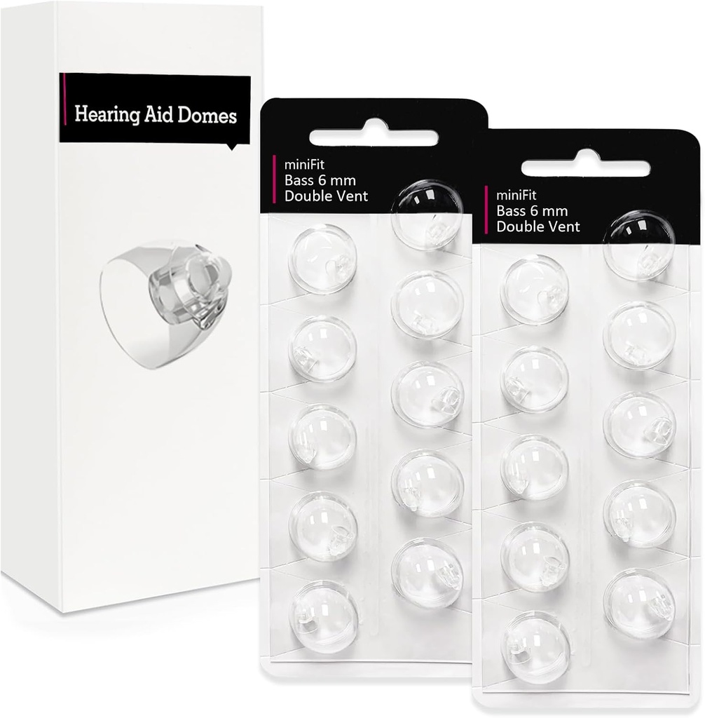 Double Vent 6mm-Hearing Aid Domes für Oticon Minifit, Oticon Hörgerät Zubehör, Ersatzteile Zubehör Universal Oticon Domes für Hörgeräte Reinigungssets (20 Stück)