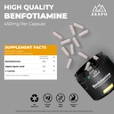 Benfotiamine 450mg – 90 Capsules, soutient la santé cellulaire avec acide alpha lipoïque et L-leucine, la formule nutritionnelle et de bien-être quotidienne