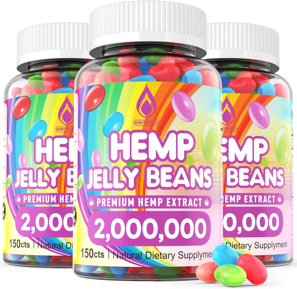 HempTotal (3 Packs) Hanf Jelly Bohnen 2,000,000 Premium r Stress &amp; AHemp Ergänzung zur Reduzierung von Entzündungen, Verbesserung Schlaf, Boost Mood - 450 Cts