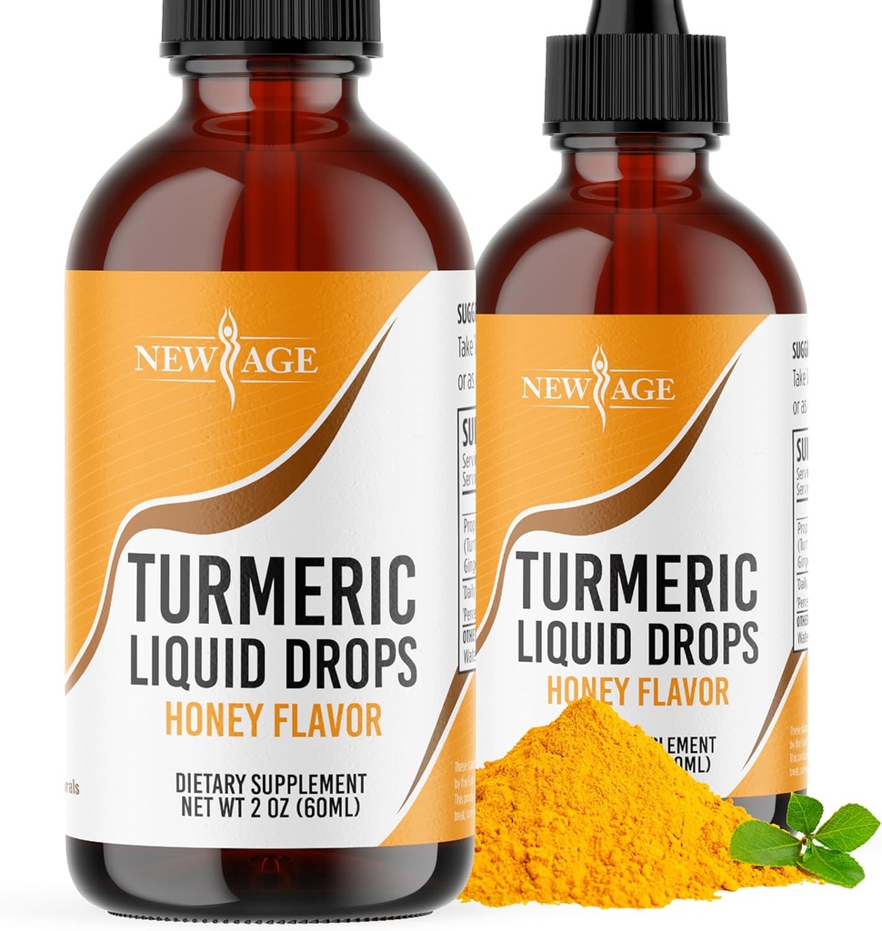 Kurkumin Flüssige Tropfen - Natürliche Gelenk & Gesunde Unterstützung mit 95% Standardisierte Curcuminoide für beste Absorption - Non-GMO, Gluten Free 4 Fl Oz (Pack von 2)