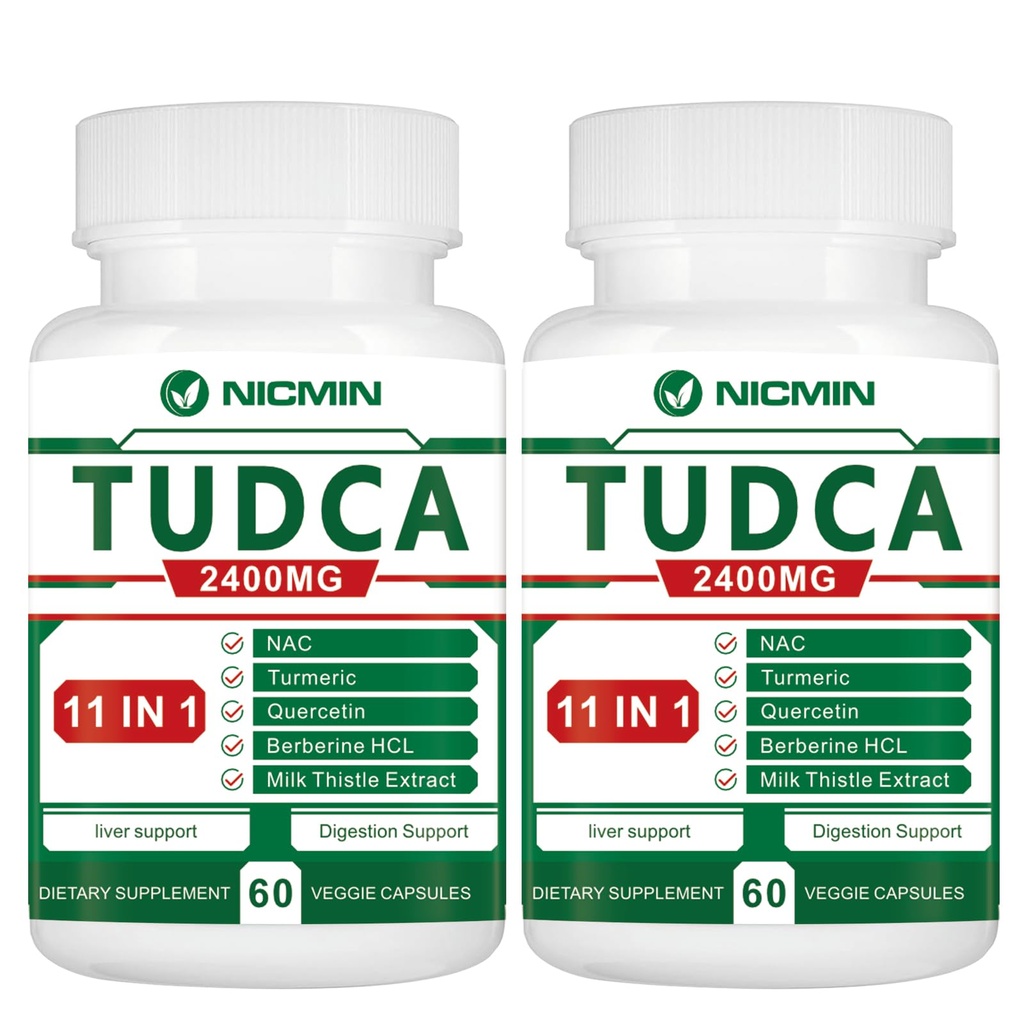 TUDCA ergänzt 2400MG, Bile Salts Complex für Leber Detox & Gallbladder Cleanse, Anti-Aging für Männer und Frauen, Verdauungsgesundheit 120 Kapseln