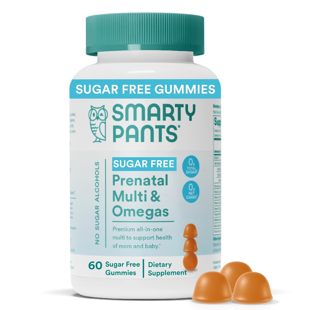 SmartyPants Vitamines prénatales pour les femmes, sans sucre Multivitamine Gommies: méthylfolate, Omega 3 (ALA) Vitamine D3, C, Vitamine B12, B6, A, K & Zinc, Inositol, Sans érythritol, 60 Compte (20 jours)