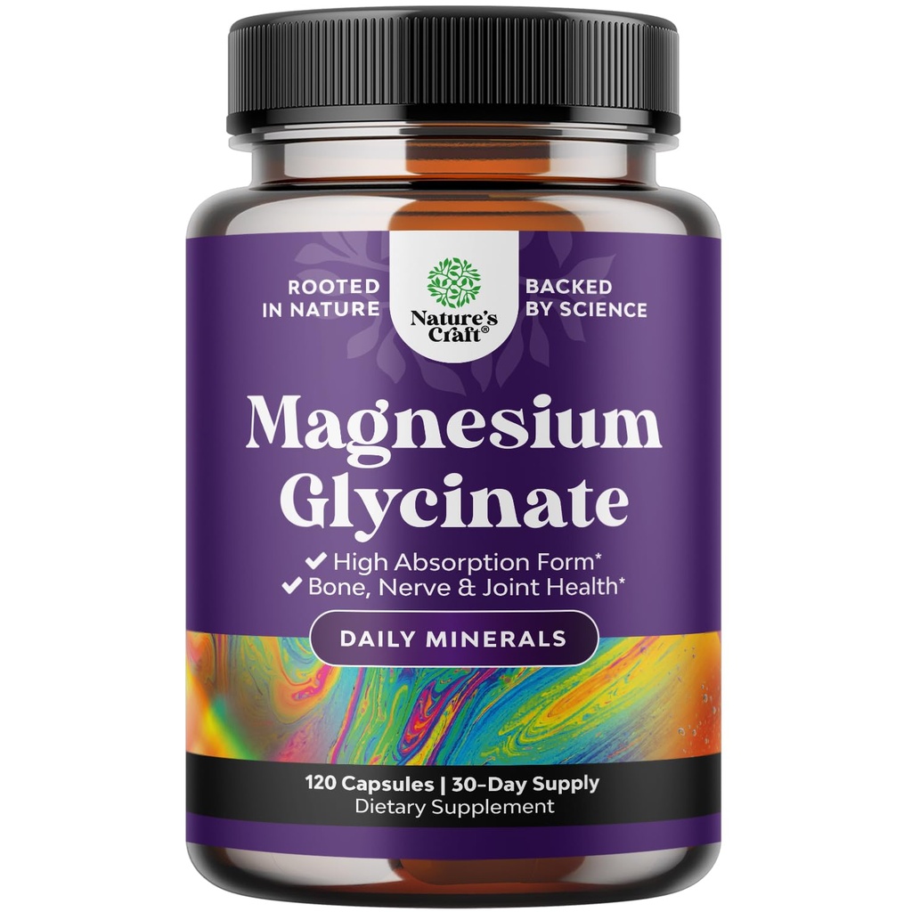 Supplément Glycinate de Magnésium pur 500mg - Magnésium pour Sleep and Repos Capsules pour les hommes et les femmes - Pilules Vegan Haute Absorption pour Support de Relaxation - 120 Compte