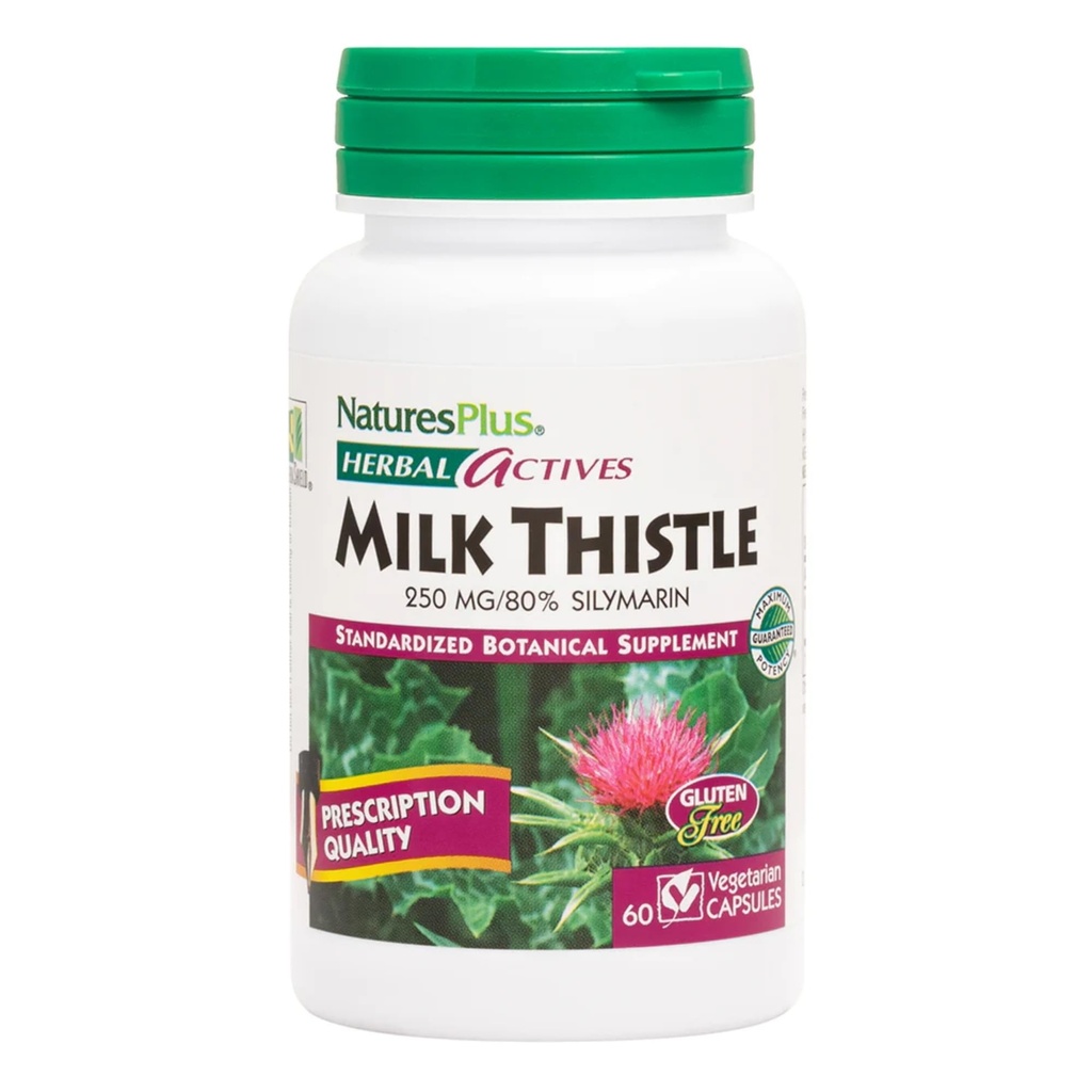 NaturesPlus Actifs à base de plantes Thistle de lait - 60 Capsules - Non-OGM, végétalien, sans gluten - 60 portions
