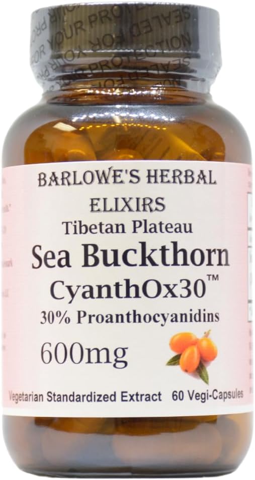 Barlowe's Herbal Elixirs Sea Buckthorn Extraction de CyanthOX 30TM.600mg par Capsule.