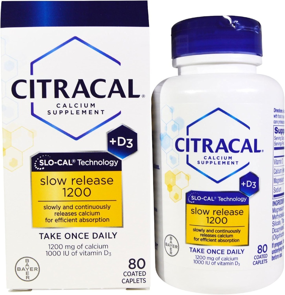 Citracal Calcium +D langsame Freisetzung 1200, Beschichtete Tabletten - 80 ea (Pack von 2)