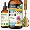 BIO KRAUTER Teinture de racine de bardane - Supplément liquide de soutien antioxydant - Extrait de racine de bardane - Sans alcool et sans sucre - gouttes de végétalien 4 Fl.Oz.