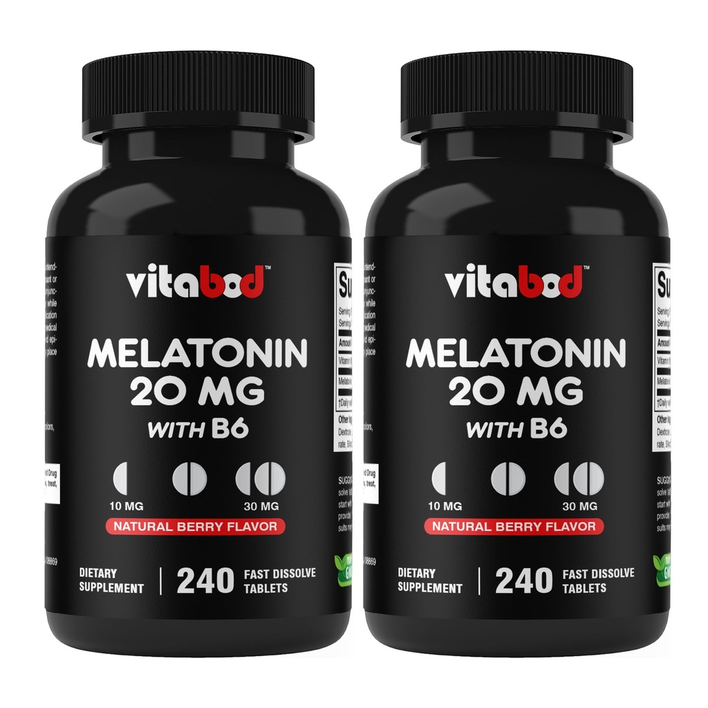 Melatonin 20 mg - 240 Fast Dissolve Tabletten - Drug Free - Natural Berry Flavor - Vegetarisch, Non-GMO, Gluten Free 240 Count (Pack von 2)