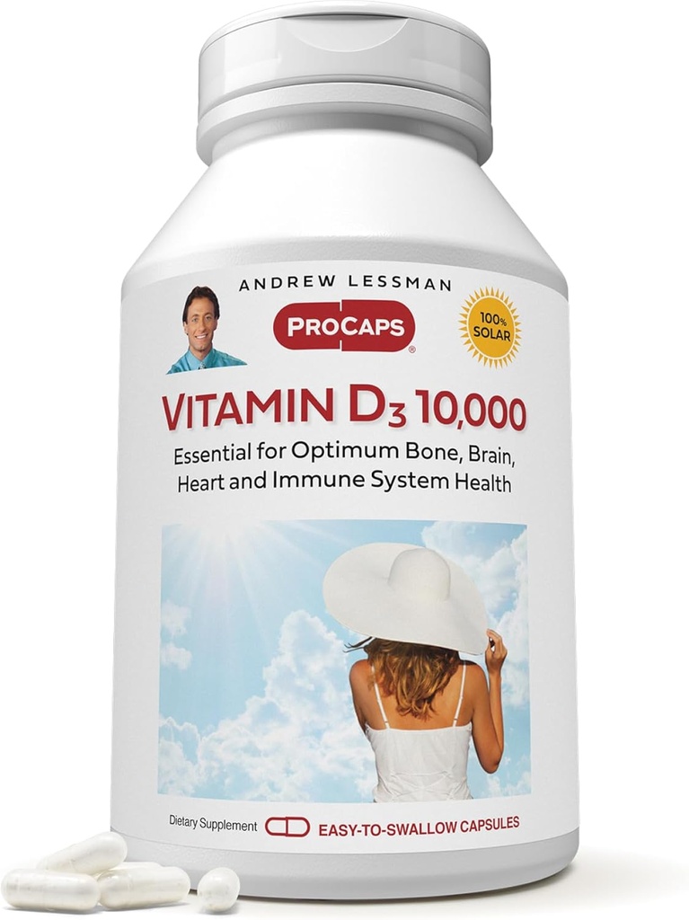 ANDREW LESSMAN Vitamin D3 10.000 IU 360 Kapseln - Hohe Potenz, essentiell für Kalziumabsorption, unterstützt Knochengesundheit, Gesunde Muskelfunktion, Immunsystem, Mehr. Small Easy to Swallow Kapseln