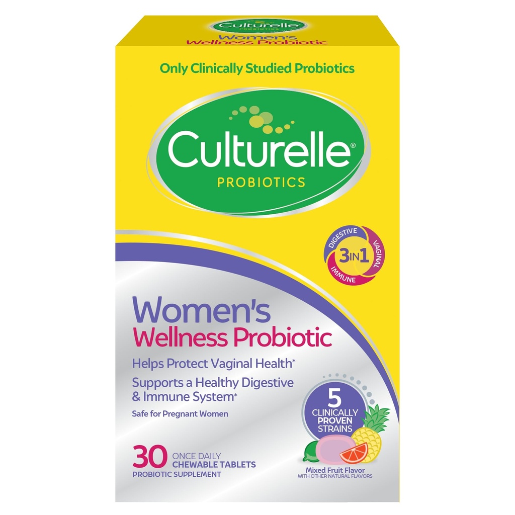 Culturelle Femmes, bien-être, probiotiques chétifs quotidiens pour les femmes - Soutiens Digestion, santé vaginale et immunitaire, diarrhée occasionnelle, gaz et ballonnement - Non-OGM - 30 Nombre
