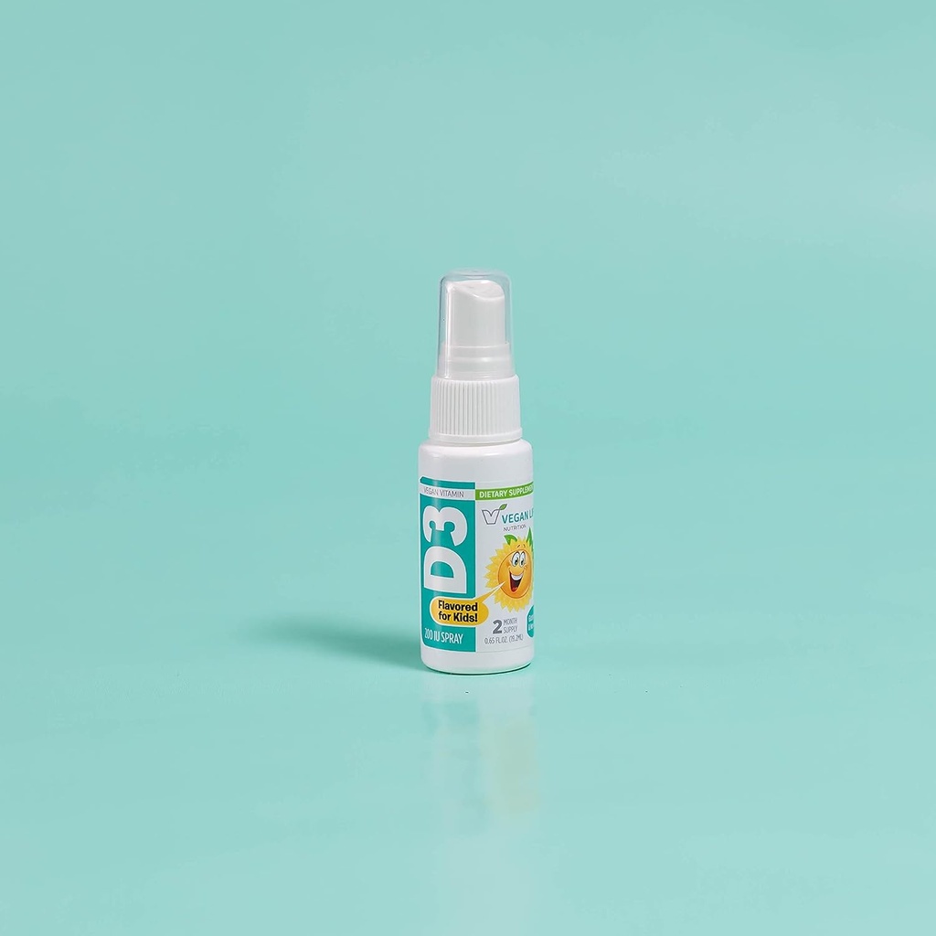 Vegan Life Nutrition - Vaporisateur Vitamine D3 pour enfants - Sans gluten, sans gluten, sans OGM, soutient la santé osseuse et le système immunitaire - 0.65 Fl Ounce