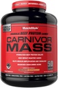 MuscleMeds CARNIVOR Mass Gainer Beef Protein Isolate Shake, 50 Grams Protein, 125 Grams Carbs, 0 Fat, 0 Sugar, Lactose Free, Halal Certified, Chocolate Peanut Butter, 6 Pound
