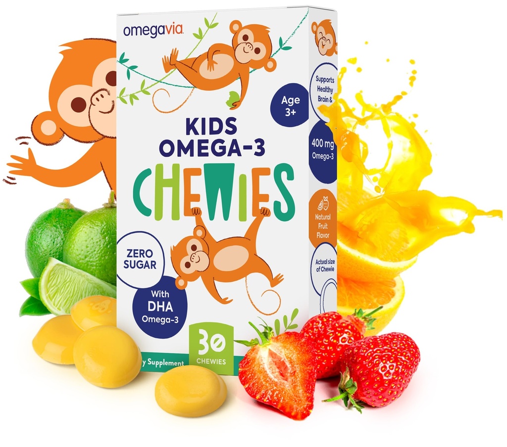 Omega 3 Gummis - Ultra-High DHA Kau Gel Gummy - Omega 3 für Kinder unterstützt Gehirn- und Augengesundheit - Sugar-Free Natural Fruit Flavor - Kids Omega 3 Fish Oil Gummis (30 Count)