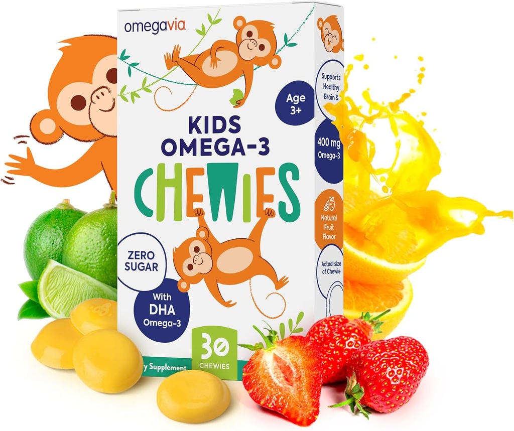 Omega 3 Gummis - Ultra-High DHA Kau Gel Gummy - Omega 3 für Kinder unterstützt Gehirn- und Augengesundheit - Sugar-Free Natural Fruit Flavor - Kids Omega 3 Fish Oil Gummis (30 Count)