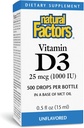 Facteurs naturels Vitamine D3 1000iu Liquide 0,5 OZ (paquet multiple)