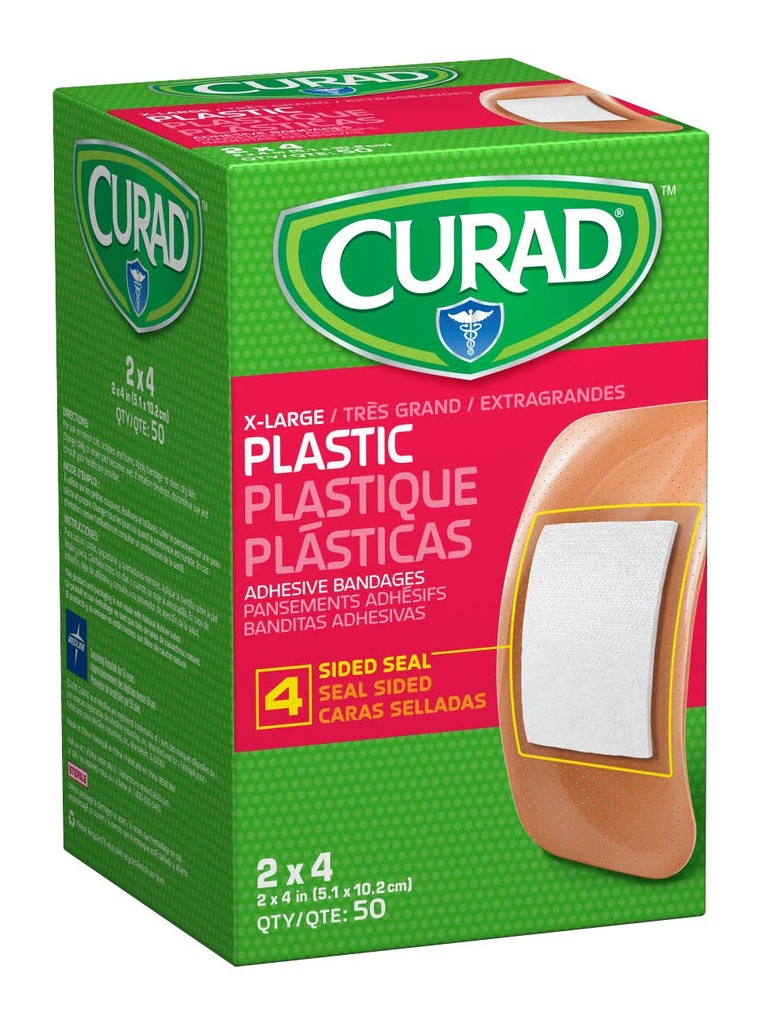 CURAD Kunststoffklebebänder 2" x 4", nicht aus Naturkautschuk Latex, Packung von 600