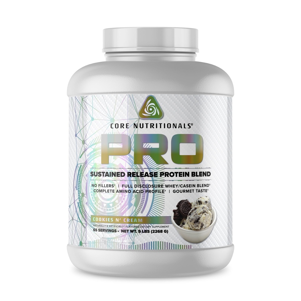 Core Nutritionals Pro Sustained Release Whey Protein Blend | mit Verdauungsenzymen | 25g Protein, 2g Carbs | Keine Füllstoffe | 5 Pound (Cookies N Cream)