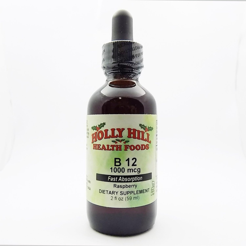 Holly Hill Health Foods, schnelle Absorption B-12 1000 MCG, Himbeer, 2 Unze
