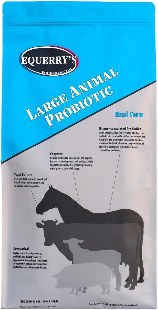 Probiotiques et enzymes digestives pour les chevaux, les vaches, les chèvres, les moutons, les porcs, 160 aliments (20 livres) pour les animaux