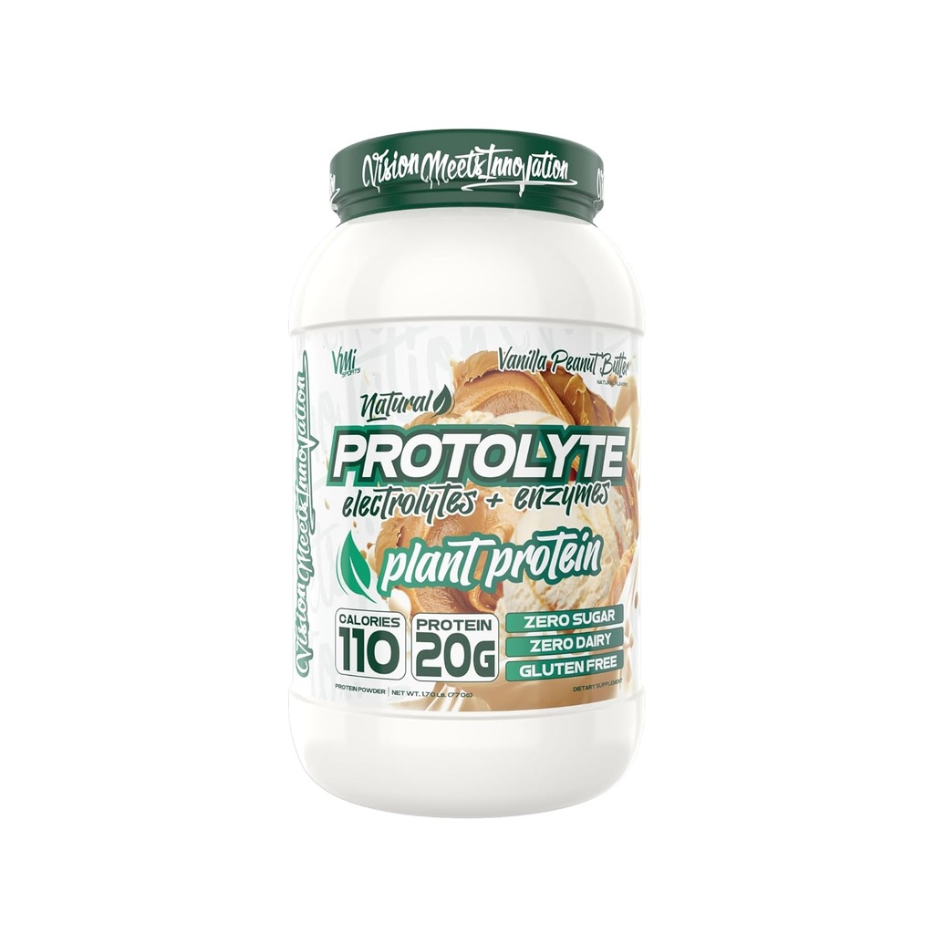 Protolyte Natural Plant Protein von VMI Sports mit Elektrolyten und Enzymen | Zero Sugar – Zero Dairy – Gluten Free | 20 G Protein + 10.5 G EAA (25 Portion, Vanilla Peanut Butter)