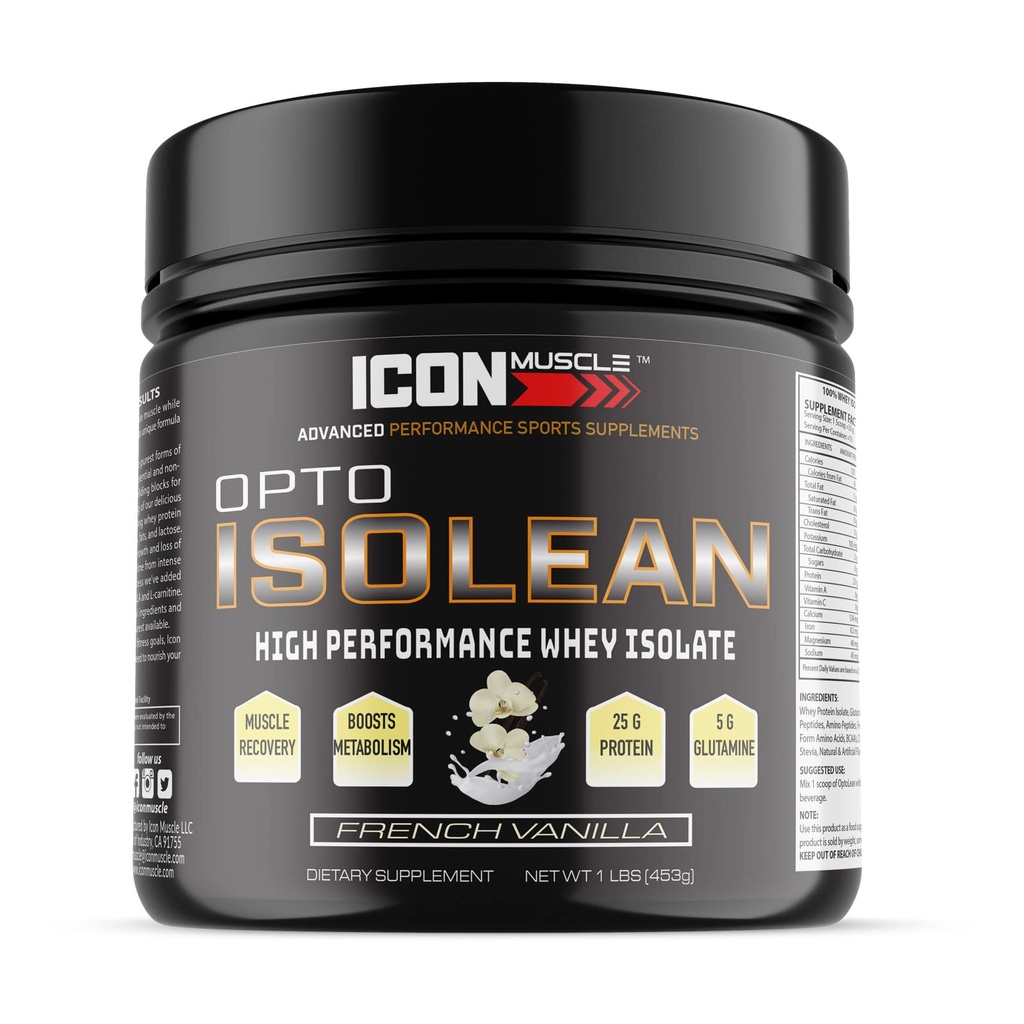 Isolean Whey Protein Isolate Pulver, Vanille, Schokolade, Erdbeere, Kekse & Creme, Gesalzene Karamell, Schokoladen-Peanut Butter, 1 Pfund (Vanilla)