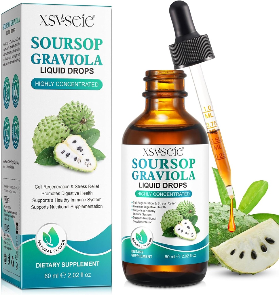 Soursop Bitters Flüssigkeit, Soursop Graviola Flüssigkeit Tropfen natürliche Multivitamin Soursop Blatt Extrakt Tropfen Soursop Öl für Männer & Frauen