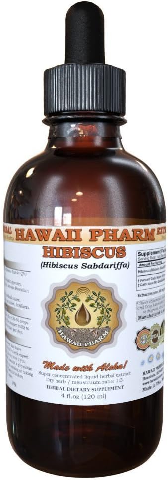 Hawaii Pharm Extrait liquide de l'ibiscus, Fleurs de l'ibiscus biologique (-) Supplément à la teinture 4 oz